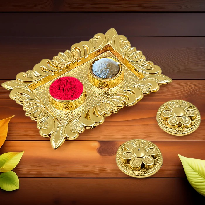 Kumkum Roli Small Rectangle Plate for Festive & Gifting Purpose