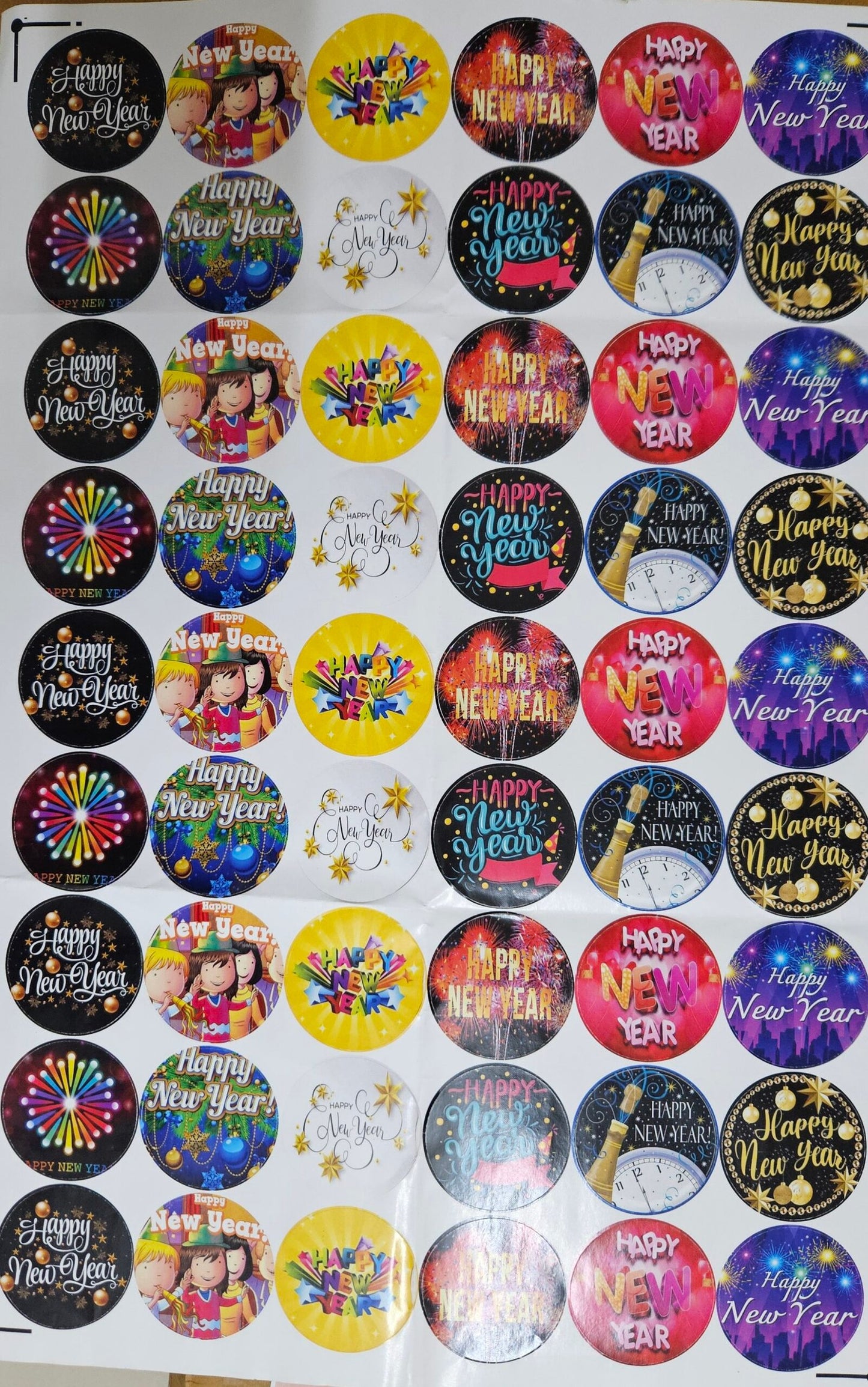 Happy New Year Round 2 inch Stickers