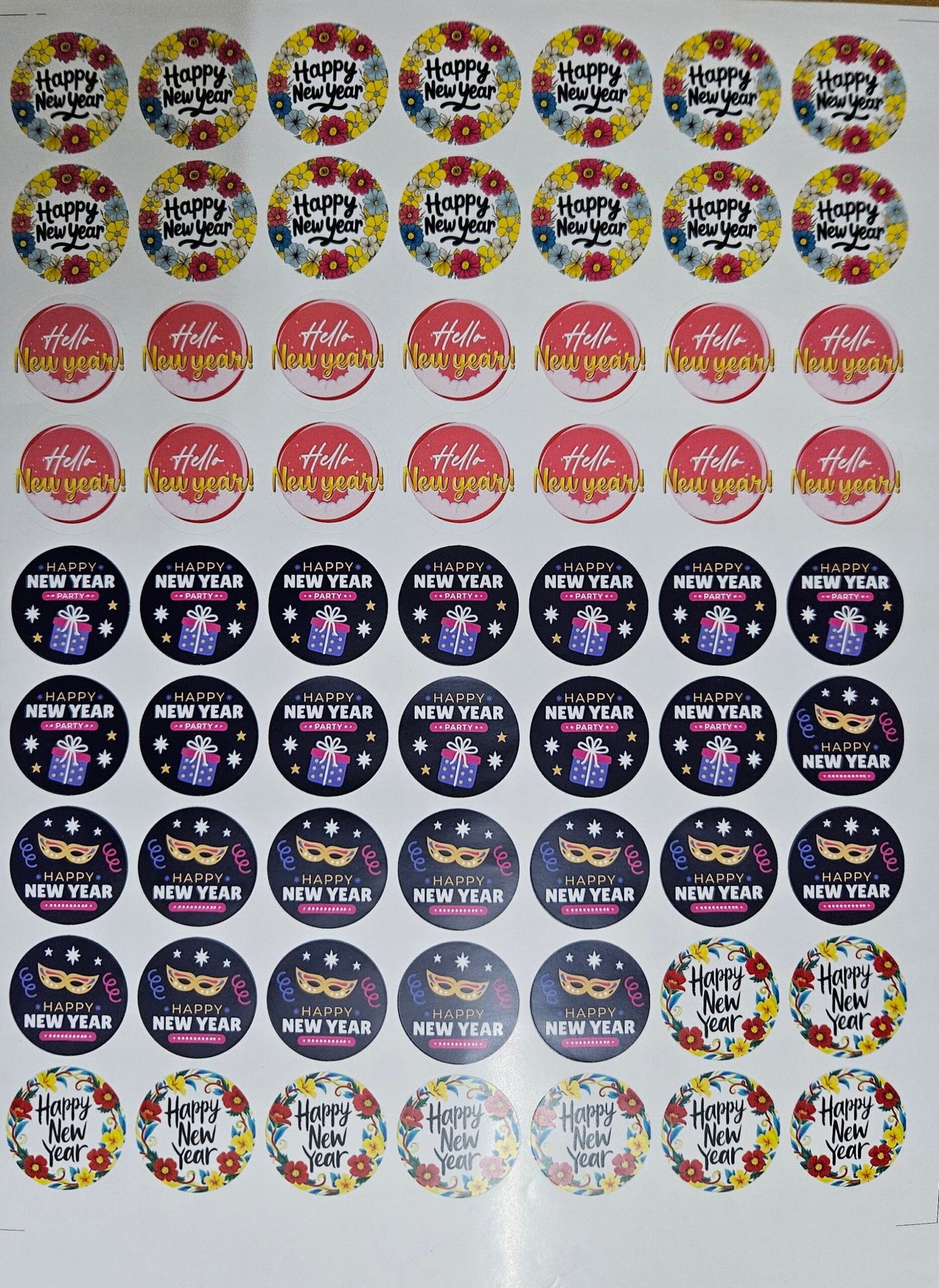Happy New Year Round 1.5 inch Stickers