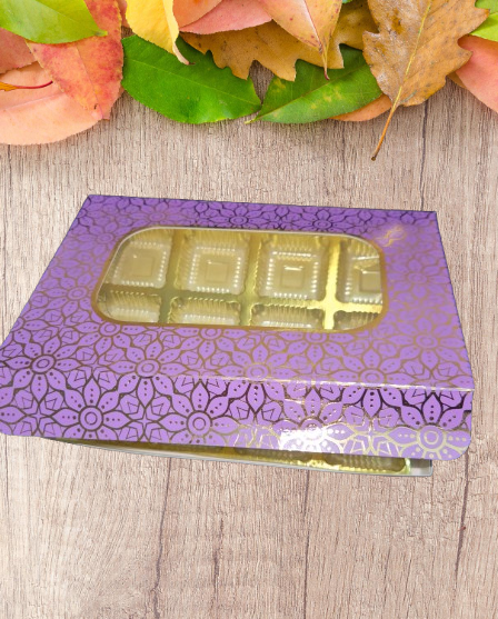 12 Cavity Premium Chocolate Box with golden leaf (Mix Colour) (Premium Festive Collection) Pack of 10