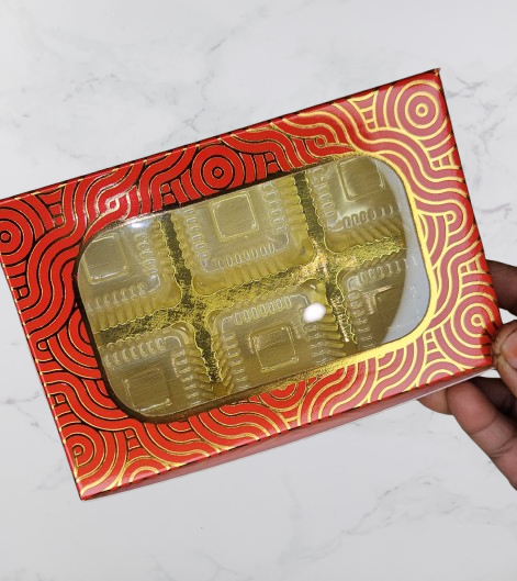 6 Cavity Premium Chocolate Box with Golden Leaf work (Pack of 10)