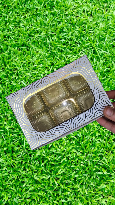 6 Cavity Premium Chocolate Box with Golden Leaf work (Pack of 10)