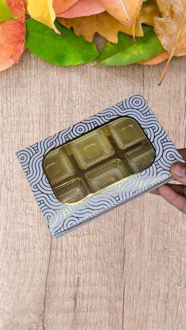 6 Cavity Premium Chocolate Box with Golden Leaf work (Pack of 10)