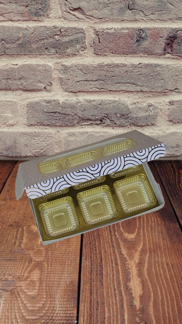 6 Cavity Premium Chocolate Box with Golden Leaf work (Pack of 10)