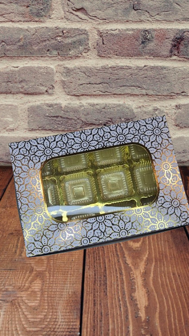 12 Cavity Premium Chocolate Box with golden leaf (Premium Festive Collection) Pack of 10