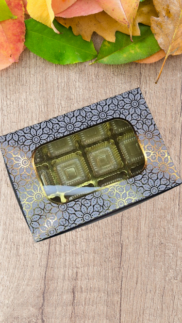 12 Cavity Premium Chocolate Box with golden leaf (Premium Festive Collection) Pack of 10