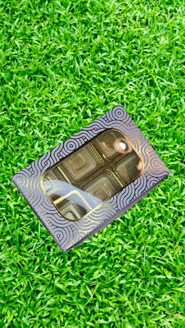 6 Cavity Premium Chocolate Box with Golden Leaf work (Pack of 10)