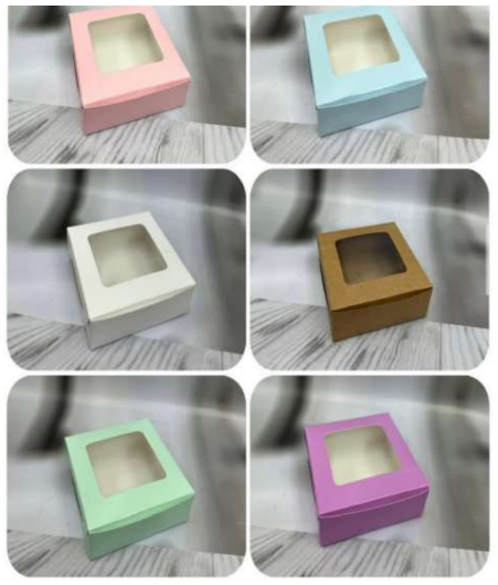 4 Brownie Boxes (Mixed colour) Pack of 10 (6*6*2 inches)