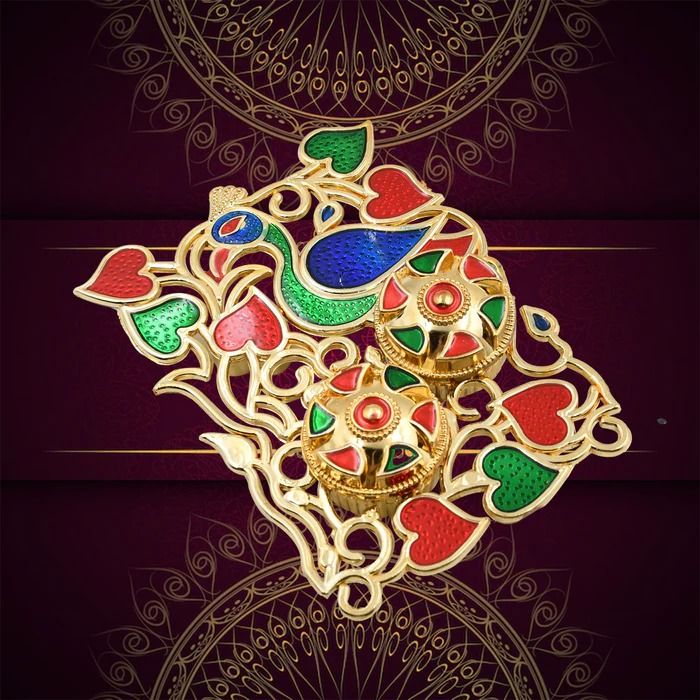 Peacock Design Kumkum Roli Medium Rectangle Plate for Festive & Gifting Purpose