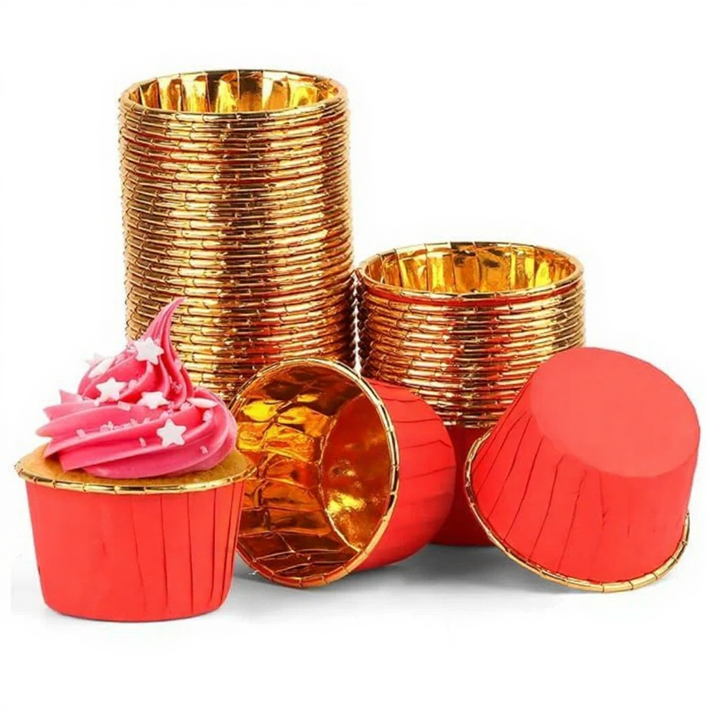 Round Bake n Serve with Gold Lining | Pack of 10 (Random Colour)
