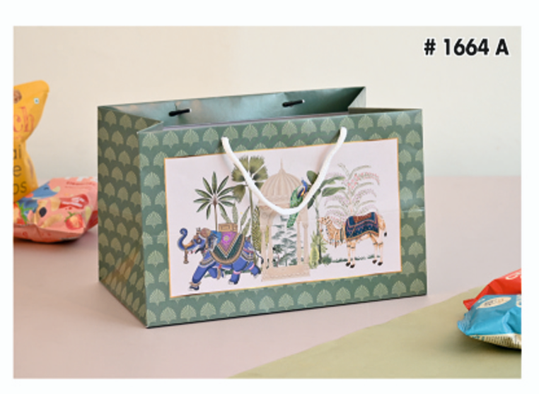 Floral Gift Carry Bag for Multi Purpose Use Pack of 5 | Premium Floral Paper Bag 11*6.5*7 inch