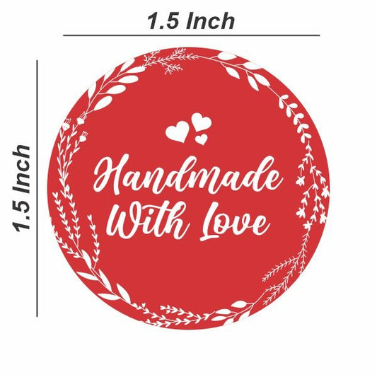 Handmade with Love 1.5 inch 60 Stickers comes with 4 different colours in a Sheet