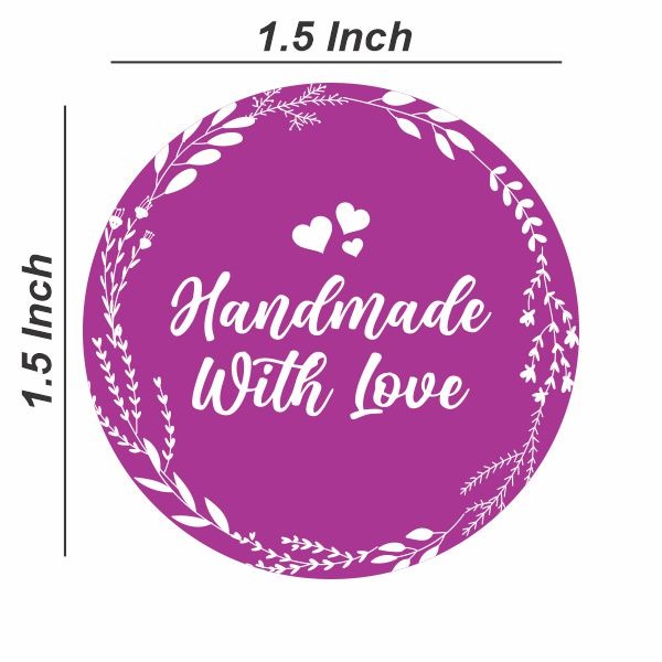 Handmade with Love 1.5 inch 60 Stickers comes with 4 different colours in a Sheet