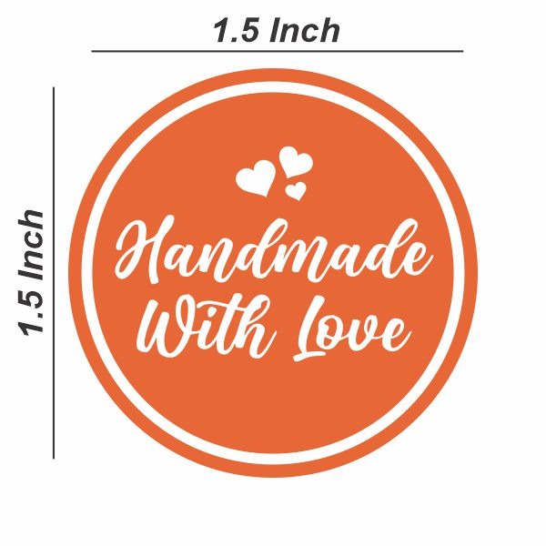 Handmade with Love 1.5 inch 60 Stickers comes with 4 different colours in a Sheet