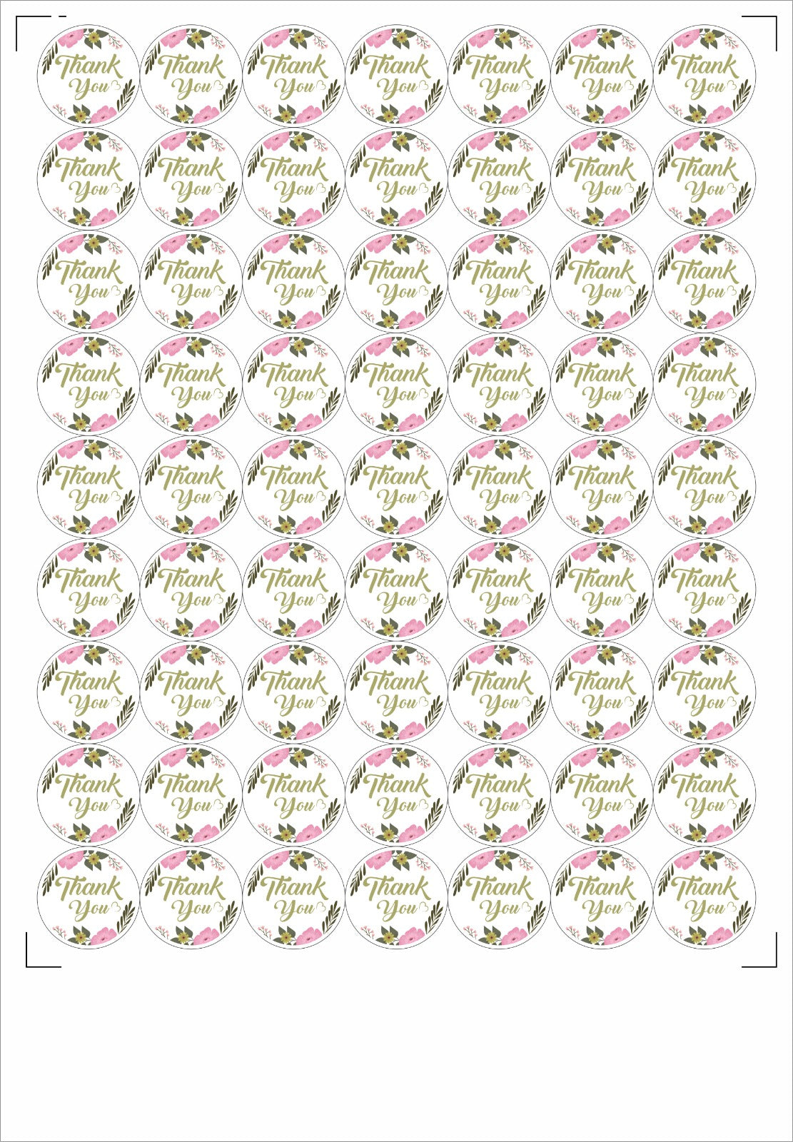 Thank You Stickers 1.5 inch comes with 63 stickers in a Sheet