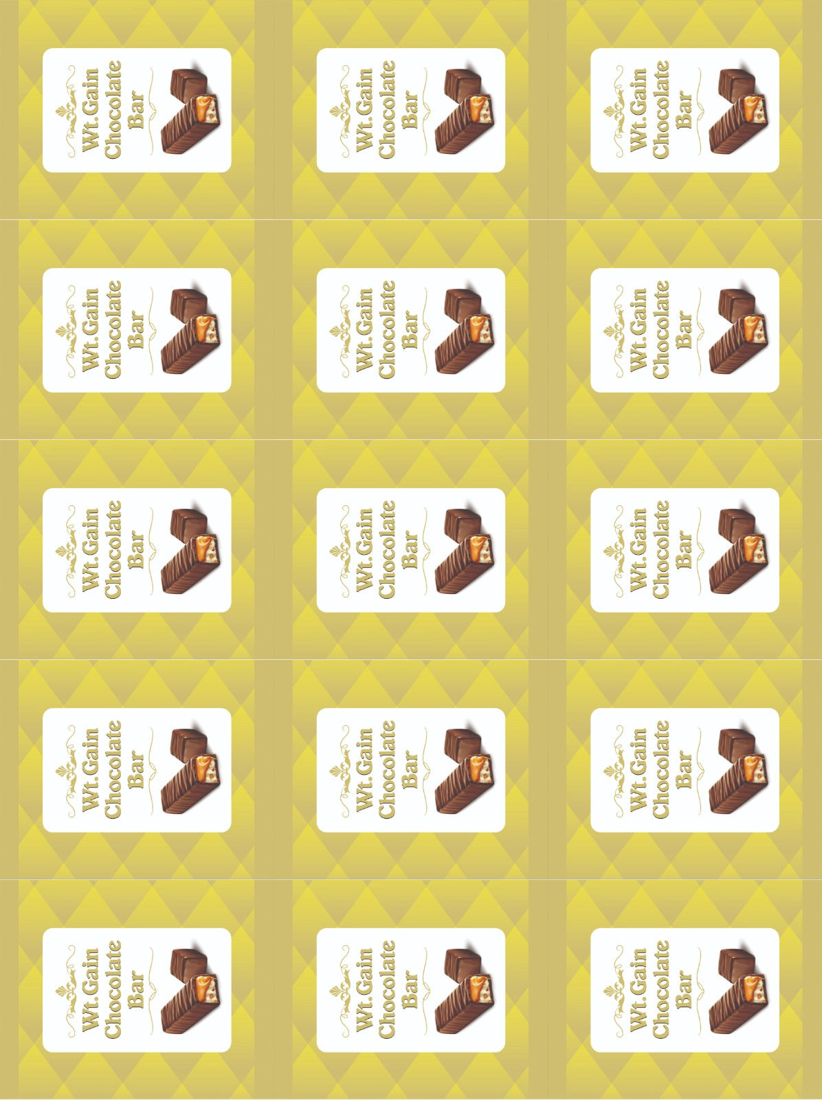 Weight Gain Chocolate Bar Stickers (4*4 inch 12 Stickers in a sheet)