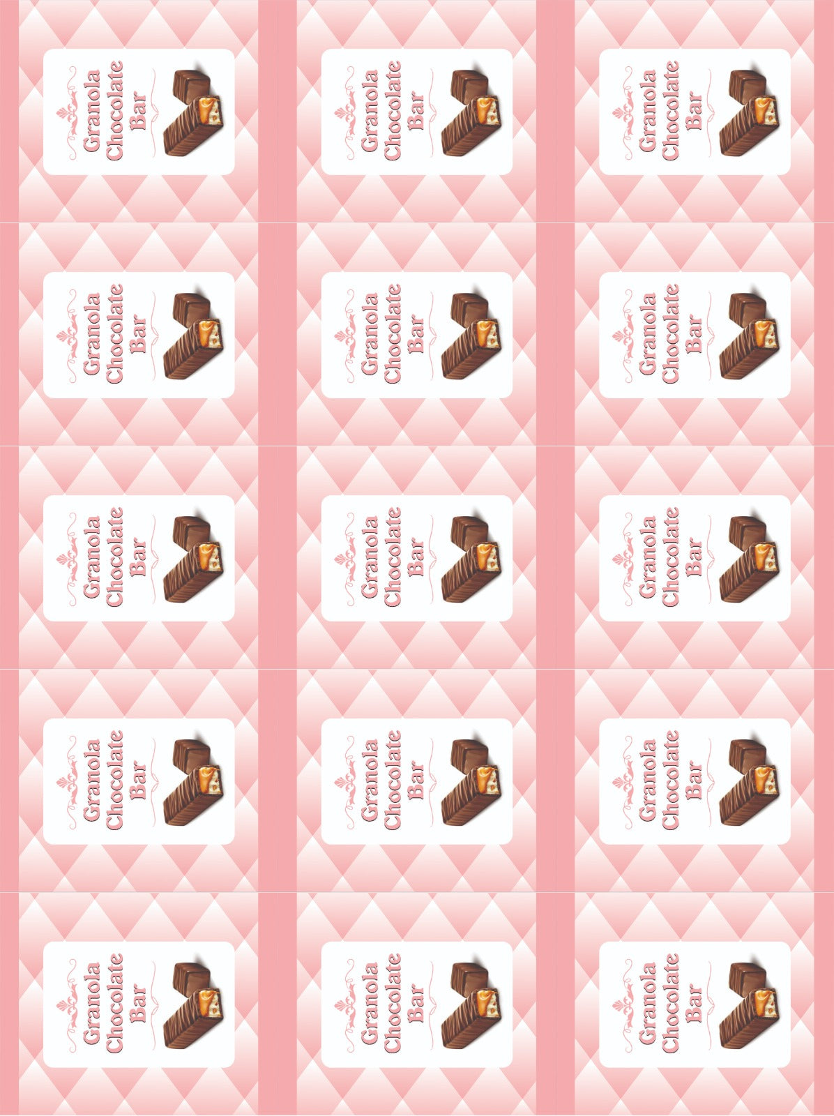 Granola Chocolate Bar Stickers (4*4 inch 12 Stickers in a sheet)