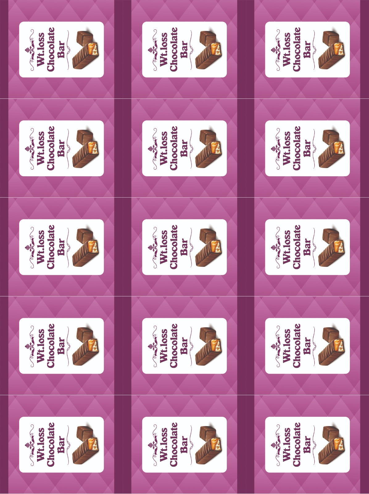 Weight Loss Chocolate Bar Stickers (4*4 inch 12 Stickers in a sheet)