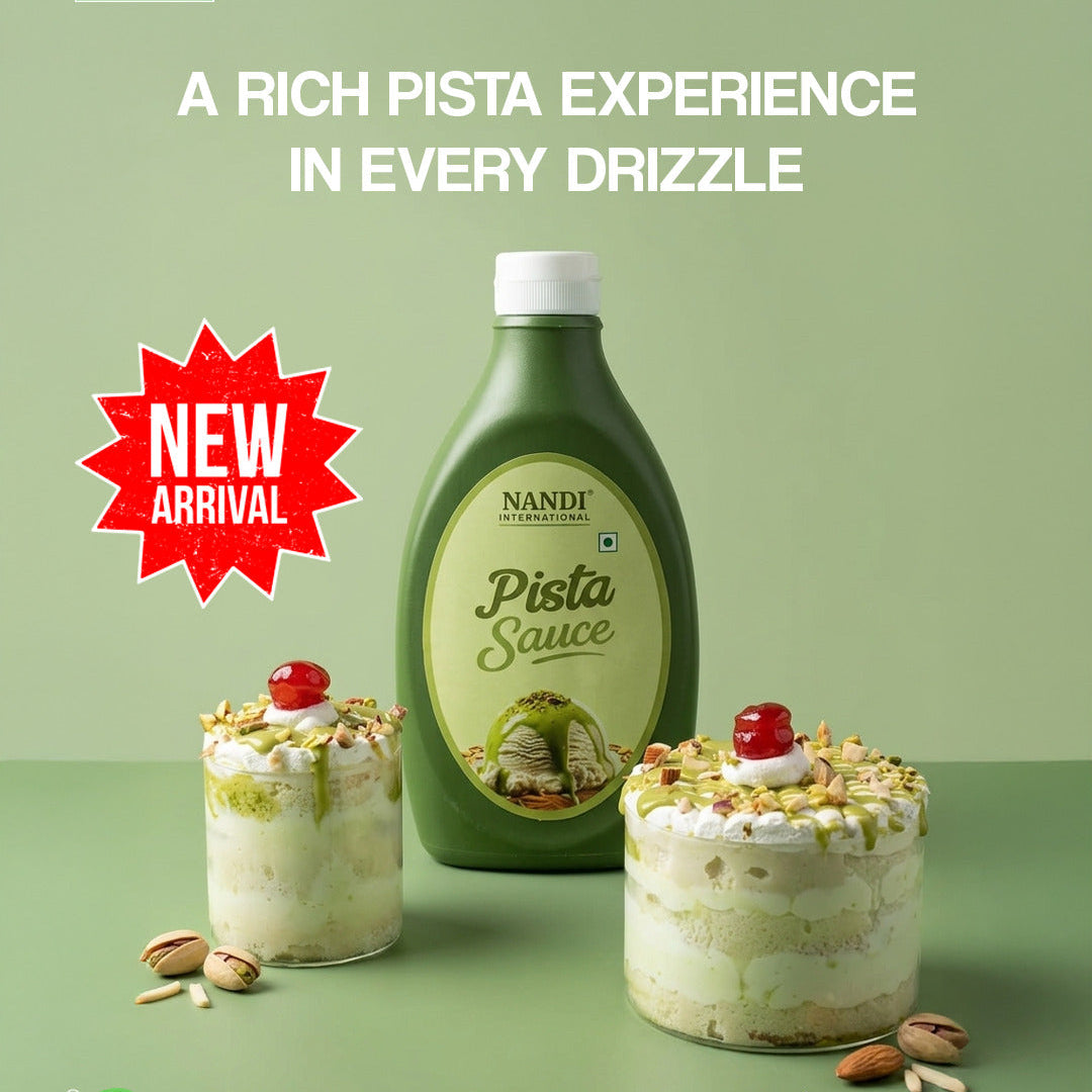 Nandi International Pista Sauce | Premium Pistachio Dessert Topping & Ice Cream Drizzle | Rich Creamy Flavor for Cakes, Shakes & Sundaes