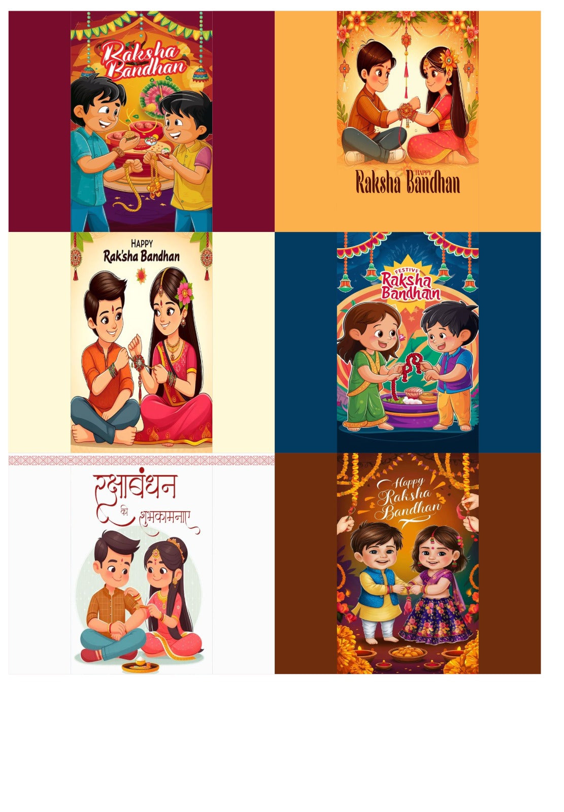 Happy Rakhi Bar Chocolate Stickers (50-80gm Chocolate) 6 Stickers in a sheet