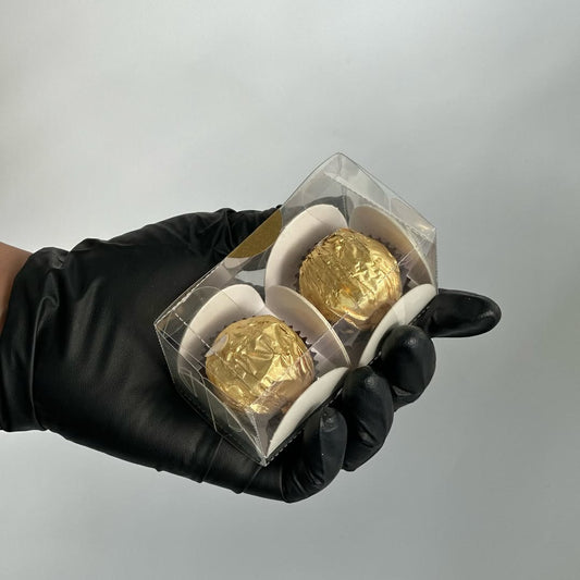 2 Cavity Transparent Chocolate Box for Laddu, Candles, Chocolates & Truffles | Pack of 10