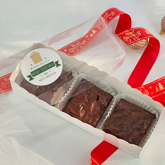 3 Brownie Boxes With Transparent Lid (White colour only) Pack of 10 (9*3*2 inches)