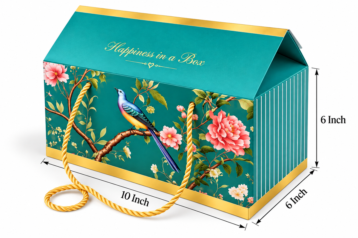 Premium Gift Hamper Box | 10x6x6 Inch | Bird Print (Pack of 5 pcs)