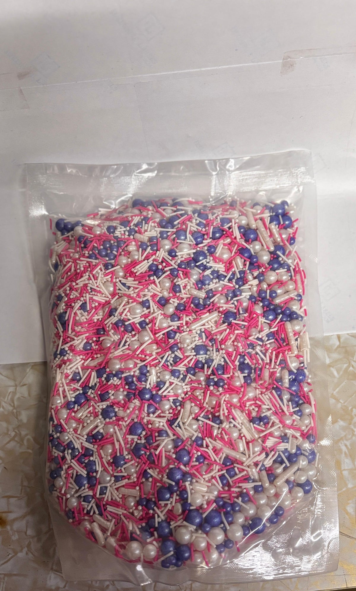 Assorted Sprinklers for cake & chocolates (100gm pack) (Blue, White & Pink Mix)