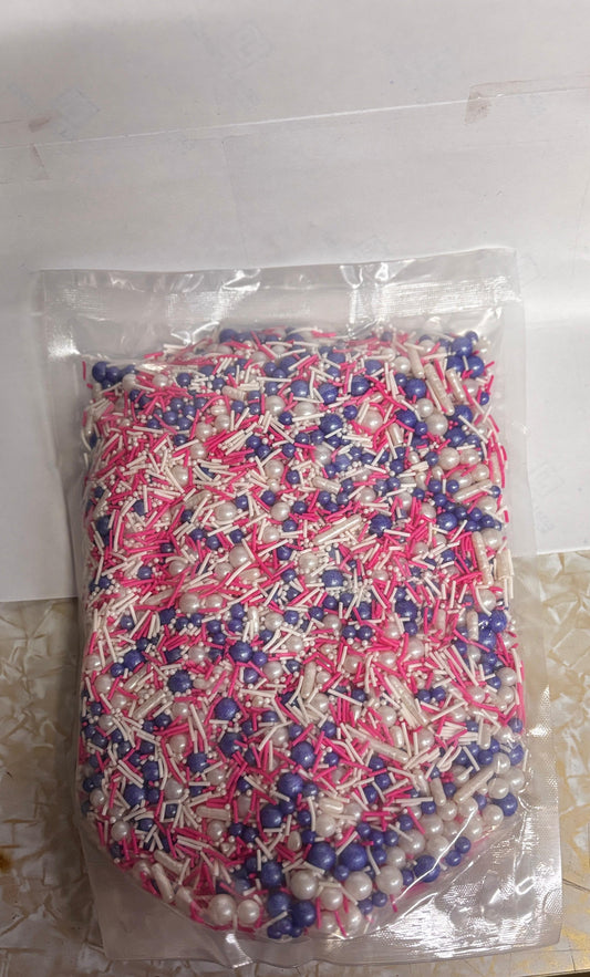 Assorted Sprinklers for cake & chocolates (100gm pack) (Blue, White & Pink Mix)