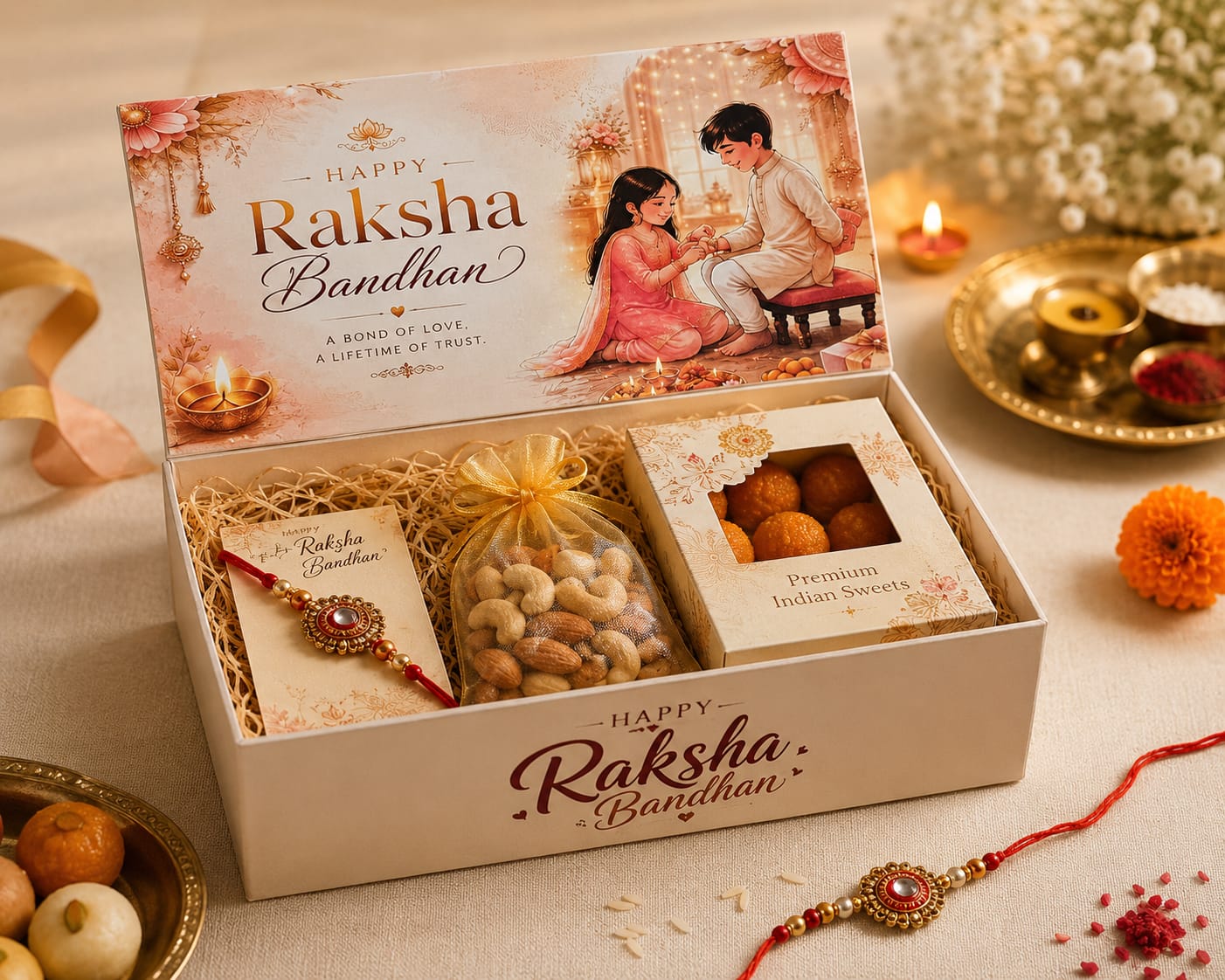 Happy Rakshabandhan printed hamper box (Pack of 2) Size - 9*6*3 inch