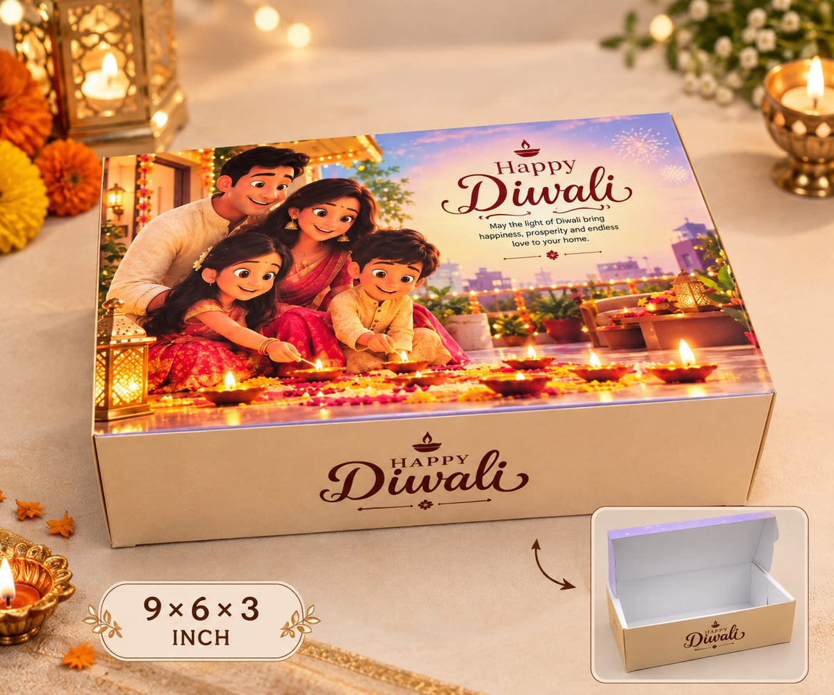 Happy Diwali printed hamper box (Pack of 5 & 10) Size - 9*6*3 inch