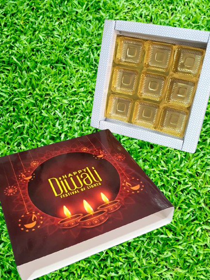 Happy Diwali 9 cavity Premium Sliding Box for chocolates, Laddoos or Candles(Set of 10)