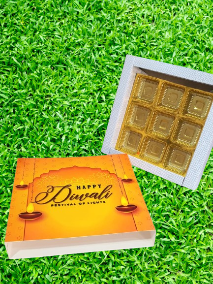 Happy Diwali 9 cavity Premium Sliding Box for chocolates, Laddoos or Candles(Set of 10)