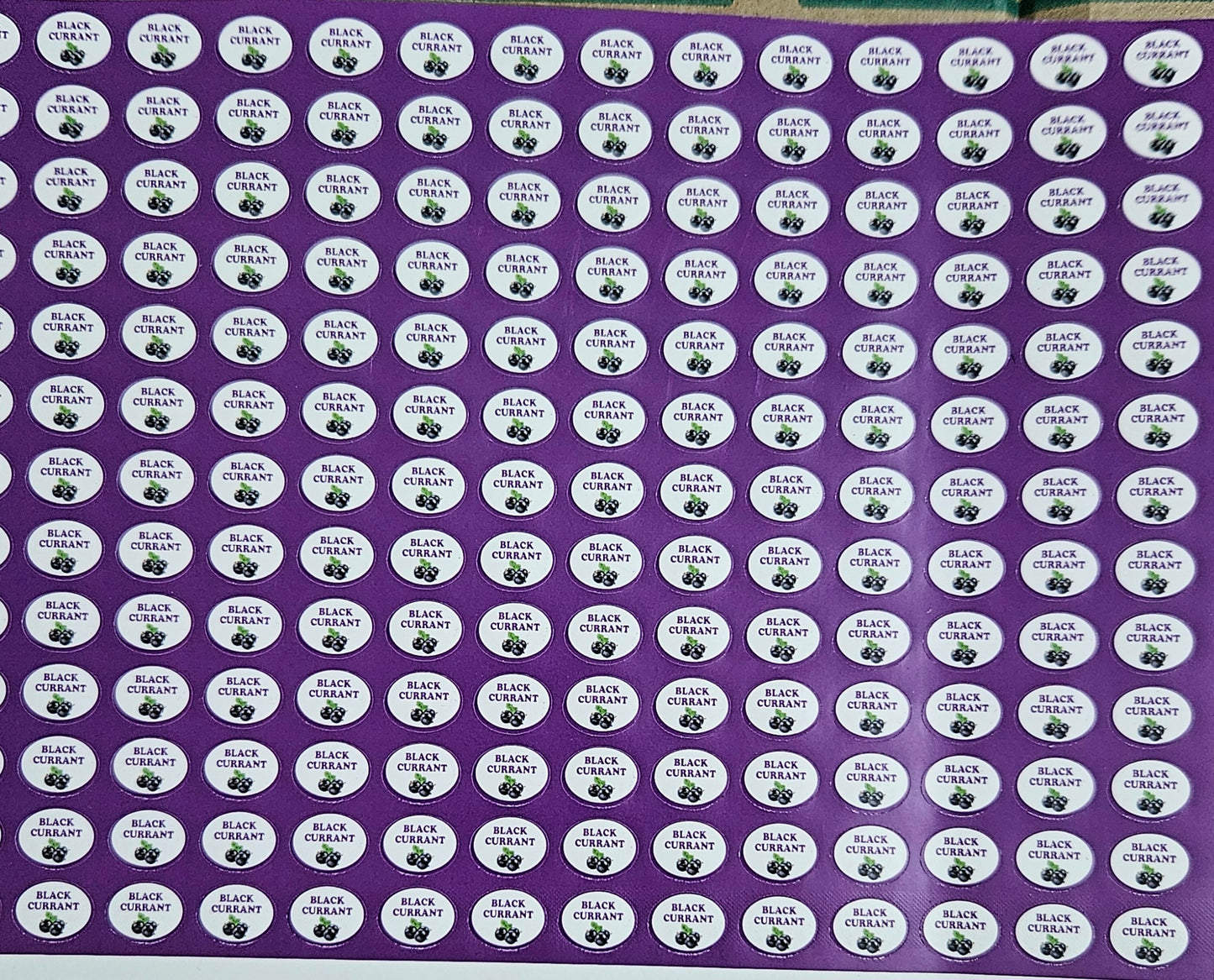 Black Currant Flavour Small 0.5 inch Chocolate Stickers