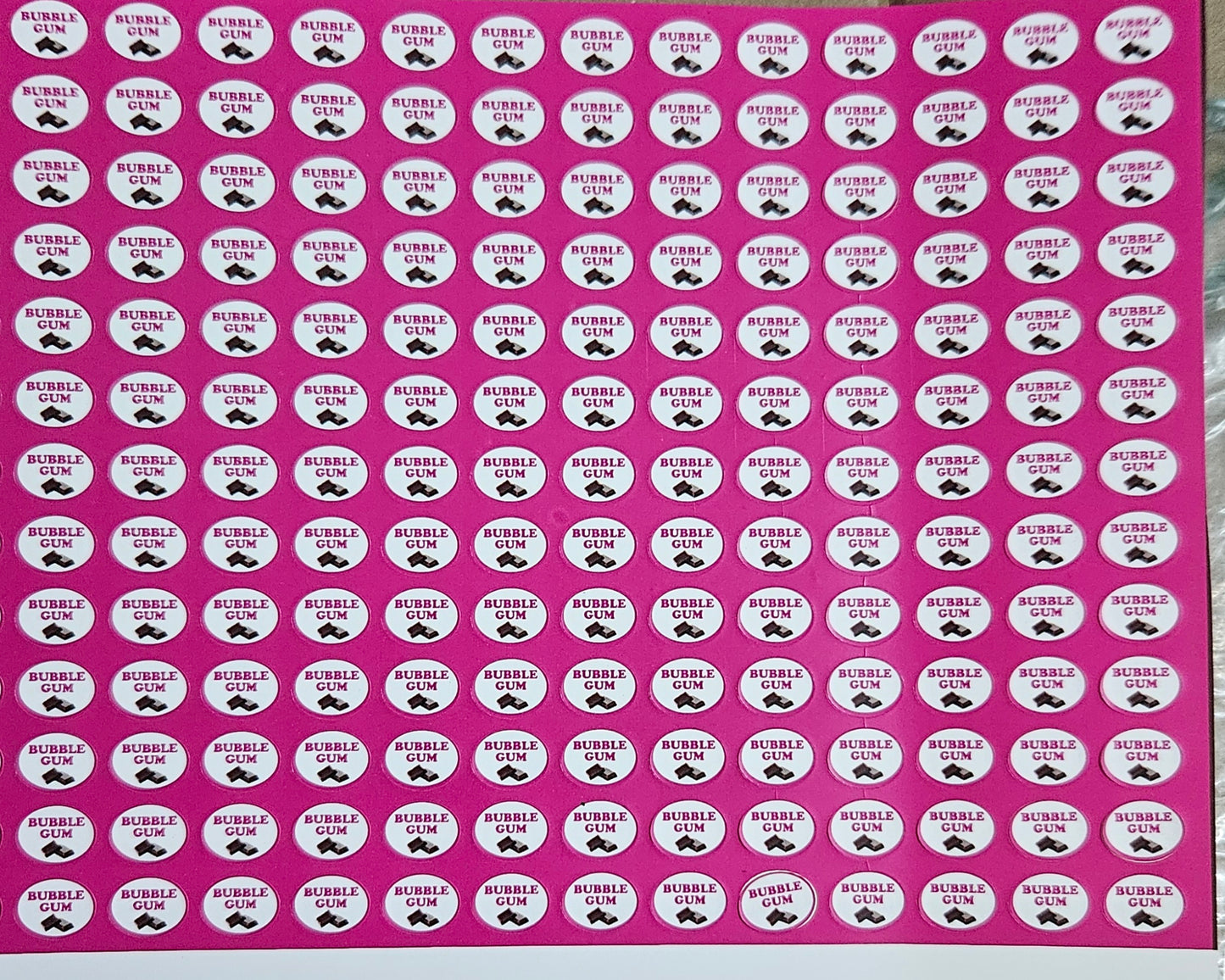 Bubble Gum Flavour Small 0.5 inch Chocolate Stickers