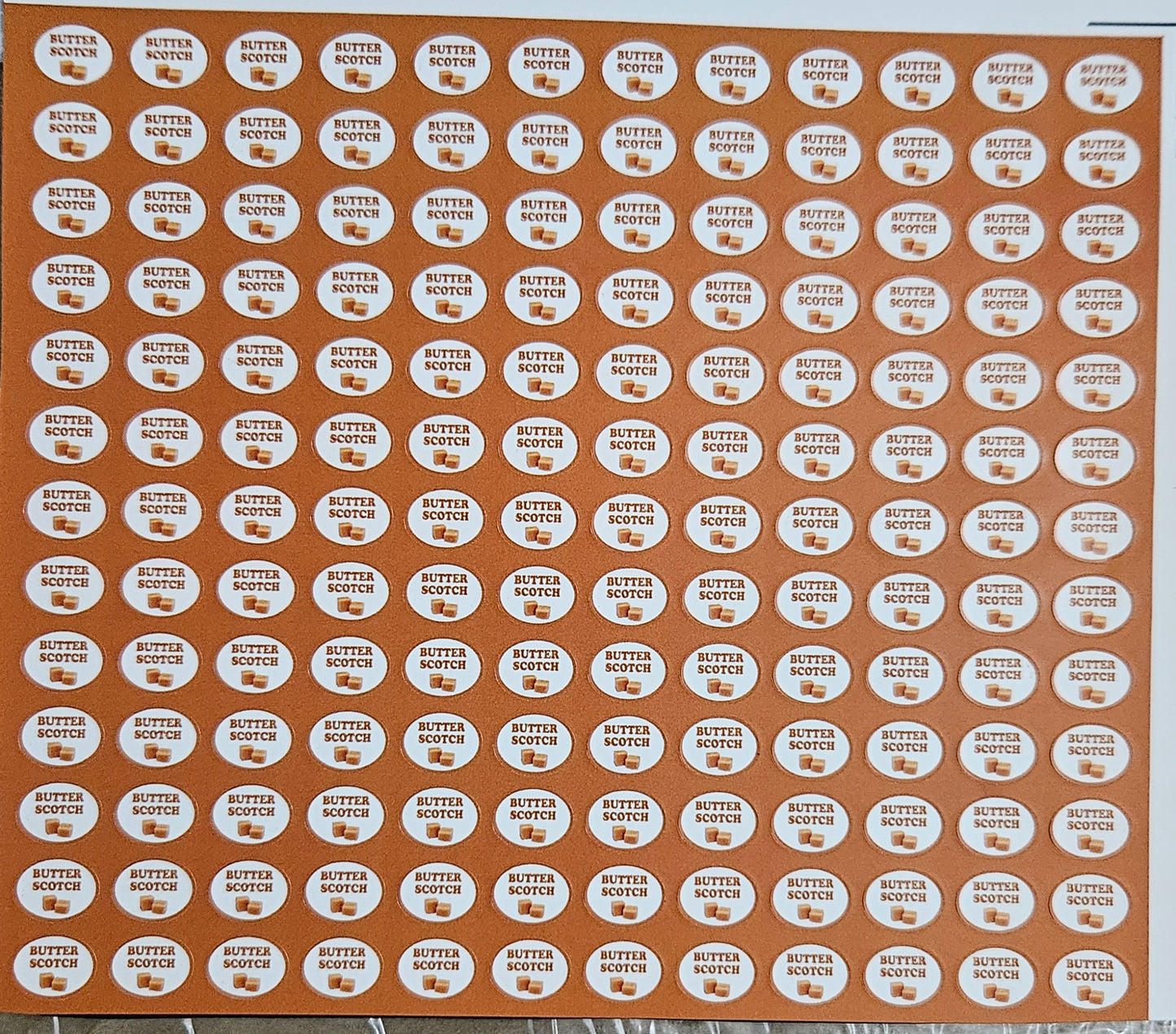 Butterscotch Flavour Small 0.5 inch Chocolate Stickers