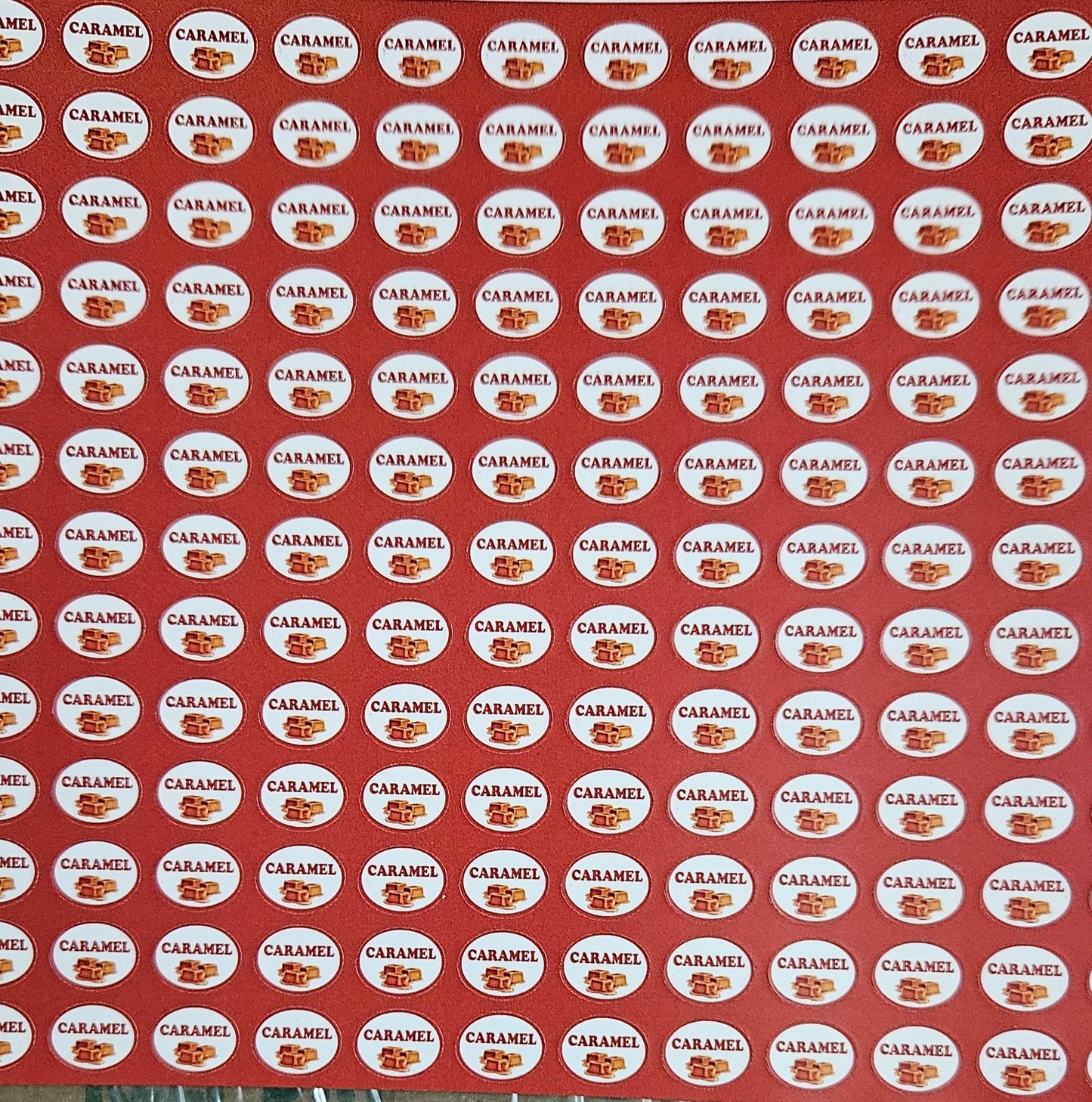 Caramel Flavour Small 0.5 inch Chocolate Stickers