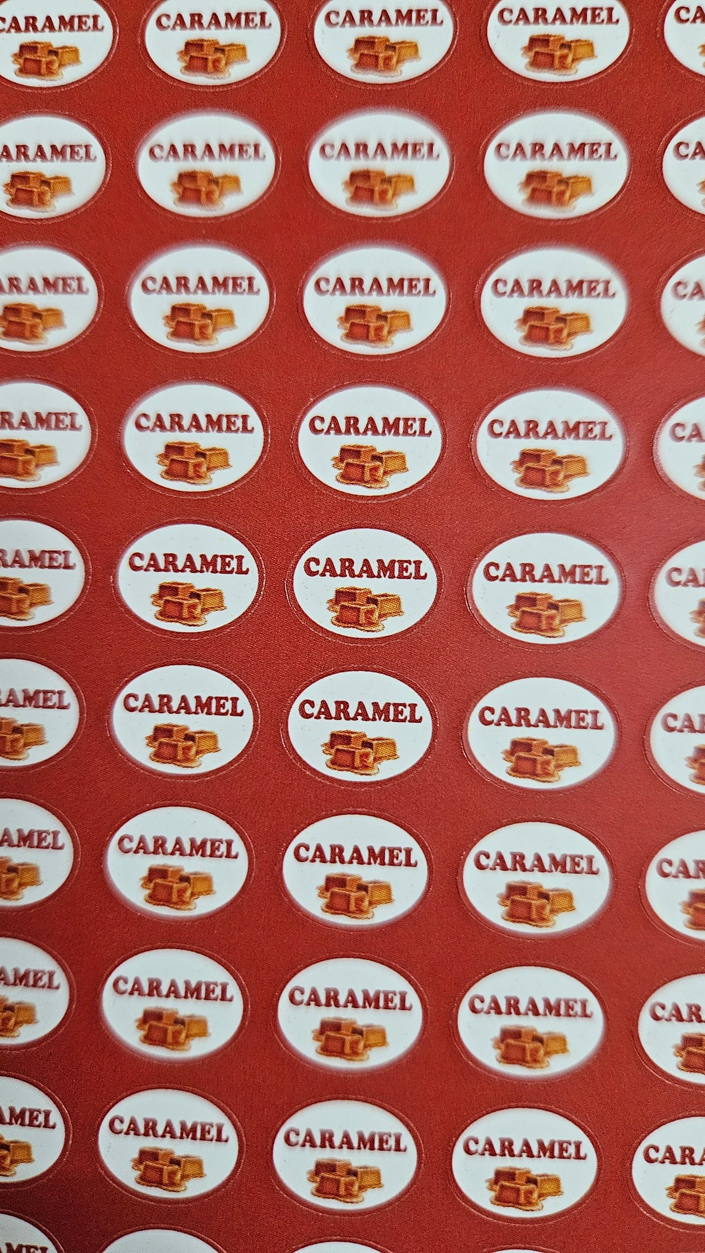 Caramel Flavour Small 0.5 inch Chocolate Stickers