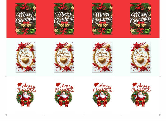 Merry Christmas Pillow Shape Stickers (3*3 inch) 12 stickers