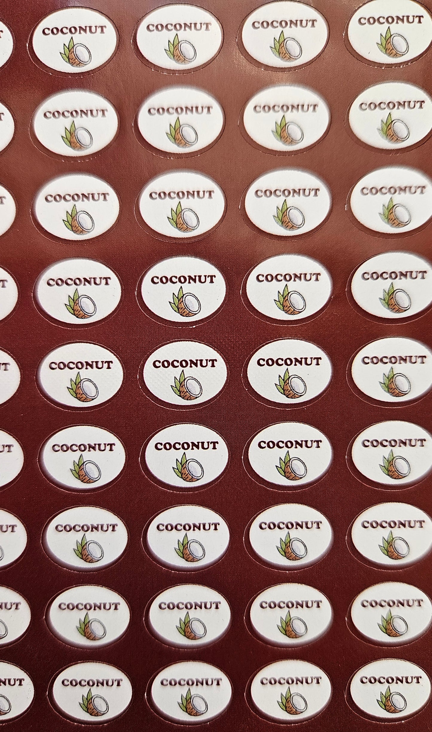 Coconut Flavour Small 0.5 inch Chocolate Stickers