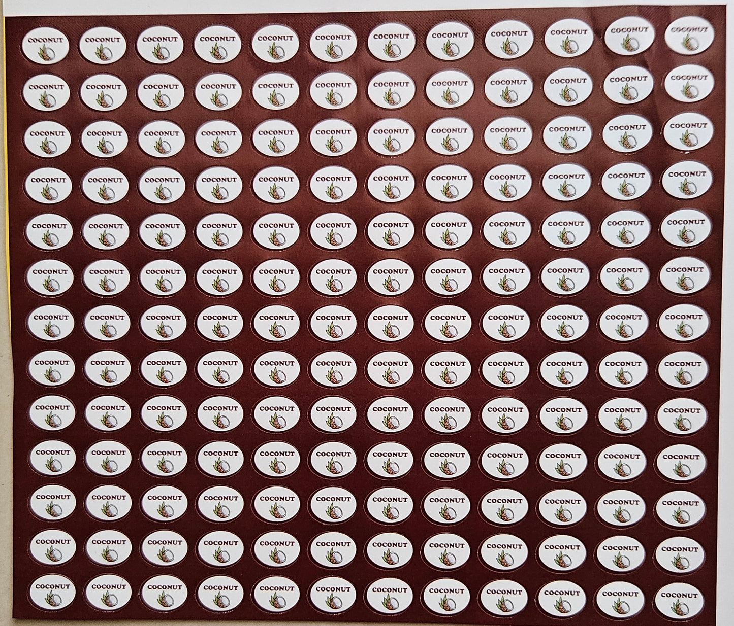 Coconut Flavour Small 0.5 inch Chocolate Stickers