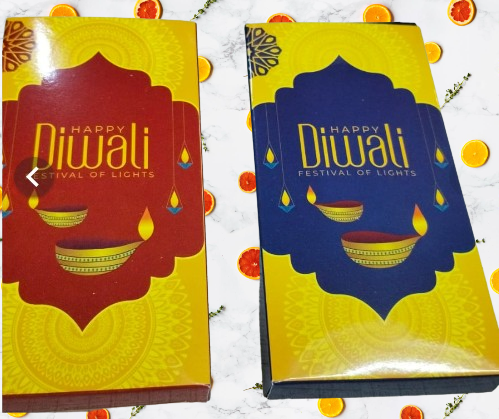 Happy Diwali Printed Bar Box | Diwali Chocolate Bar Box (Pack of 10)