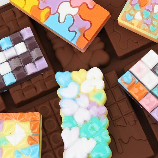 12 Cavity Silicone Chocolate Bar Mold, Break Apart Chocolate Molds Waffle Bar Mould Candy Mold, Mousse Cake Decoration Mold (Pack of 1) 26.2 x 16.3 x 0.5 centimeters