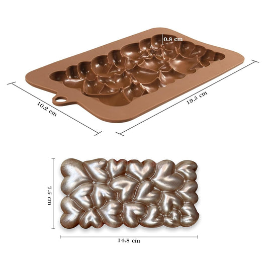 Heart Shape Squeezed Bubble Heart Bar Break Apart Cadbury Chocolate Mould, Sugar-Craft, Chocolate, Cake Decoration, Candy, Jelly, Gummy, Fondant, Baking DIY Silicone Mould
