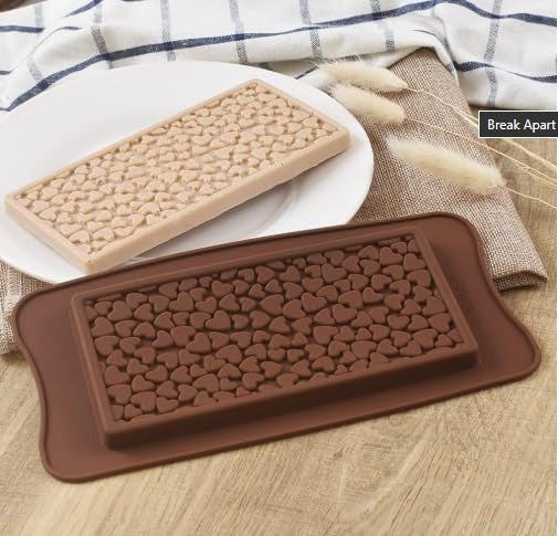 Heart Pattern Silicone Chocolate Bar Molds, Brown Non-Stick Baking Trays for Candy Making, Soap Crafting, Ice Cube Making