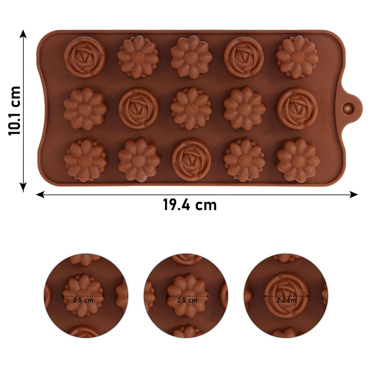 Silicone Chocolate Mould, Mix Flower Shape Candy Mold For Baking, Jelly, Fondant, Cake Decoration, Reusable Chocolate Molds