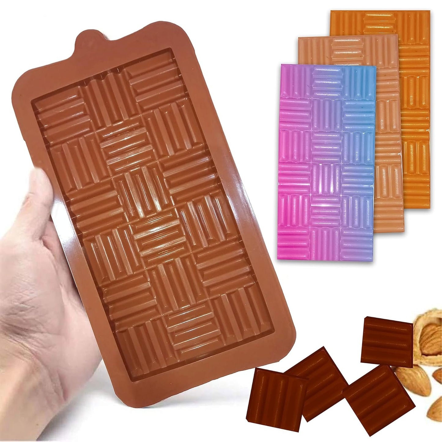 Silicone Chocolate Bar Mould 3D Linner Shape Chocolate Silicon Mould, Random Design Chocolate Mould for Baking Making Chocolates