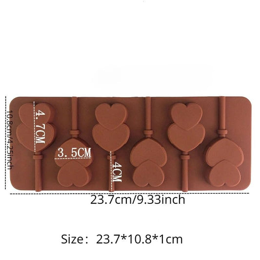 Double Heart Lollipop Silicon Mold | Love Heart Shape for Valentine's Day Chocolate Mould