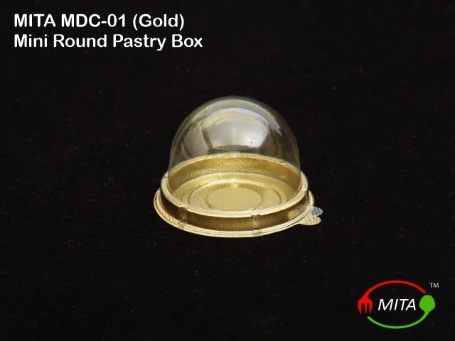 Mini Round Dome Pastry Box Gold (MDC-01) Pack of 25 | Mini Cupcake Boxes