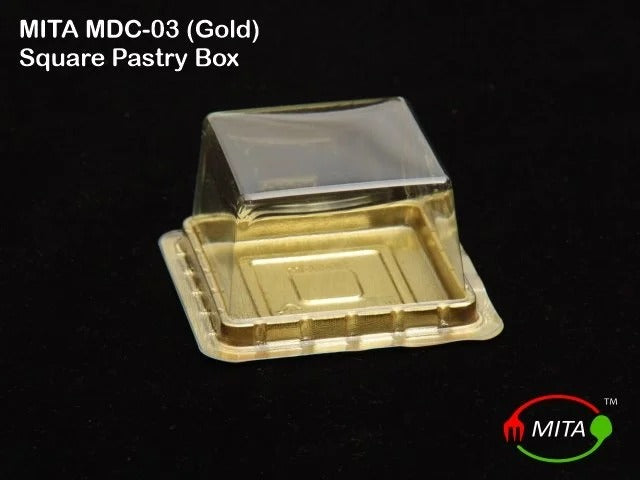 Square Dome Pastry Box Gold (MDC-03) Pack of 25